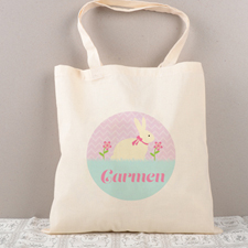 Easter Bunny Flower Personalized Tote For Kids