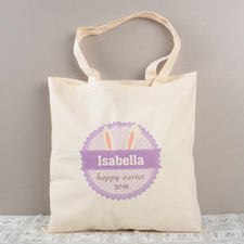 Lavender Bunny Ears Personalized Easter Tote For Kids