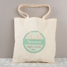 Green Bunny Ears Personalized Easter Tote For Kids